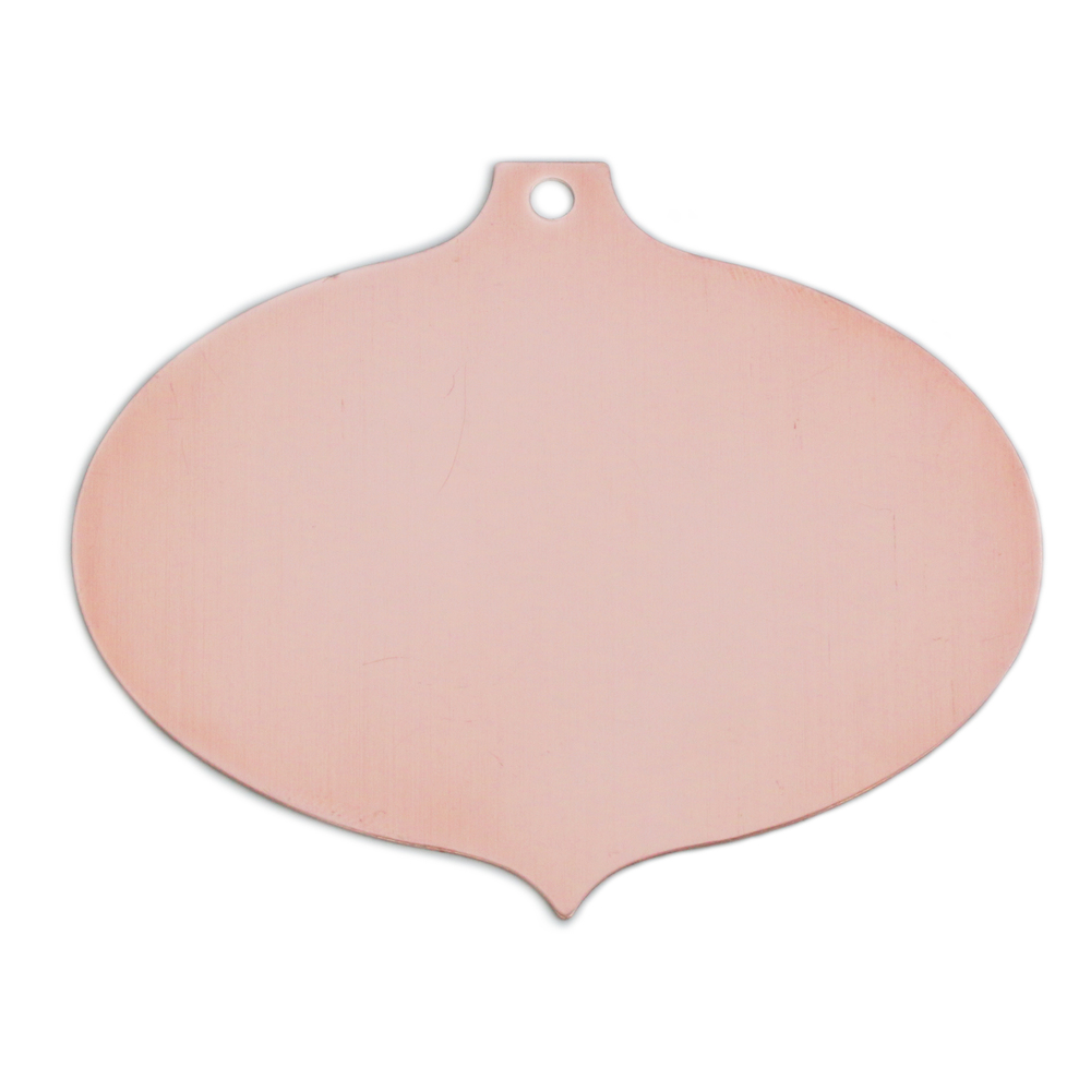 Metal Stamping Blanks Copper Ornament Bulb Blank with Hole, 75.3mm (3") x 61mm (2.4"), 24g